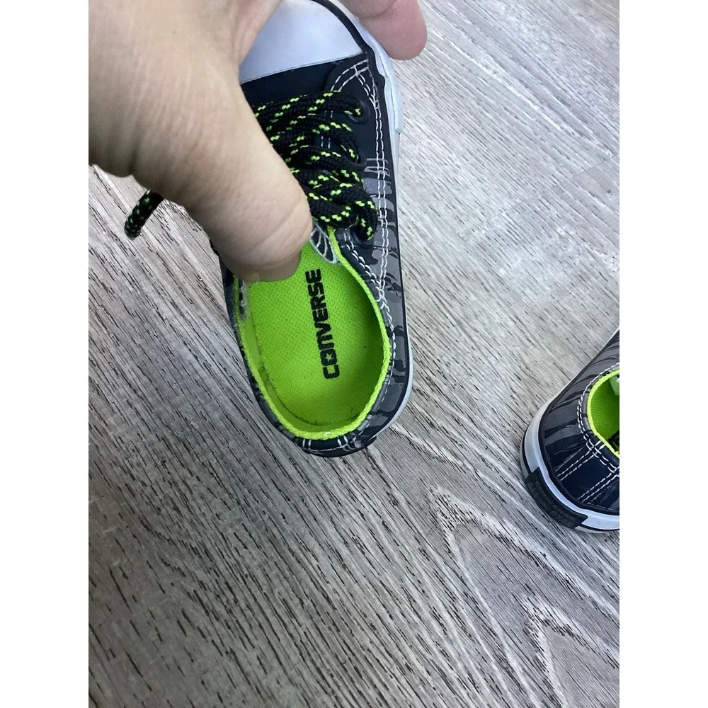 Converse Chuck Taylor All Star Baby 5 Oxford Black/Bold Lime 754410C Dinosaur